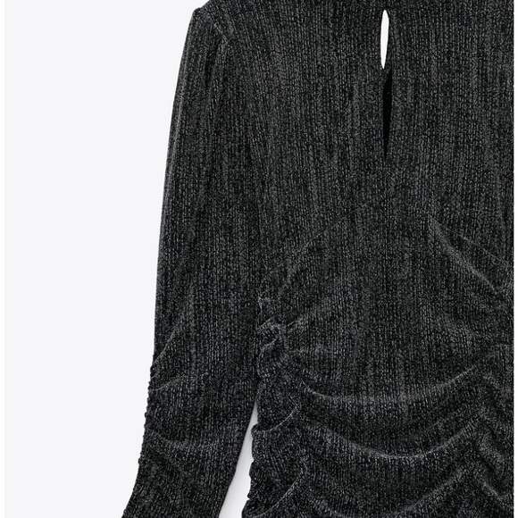 ZARA Women’s Mini Black Dress w/ Metallic Thread - Picture 4 of 4